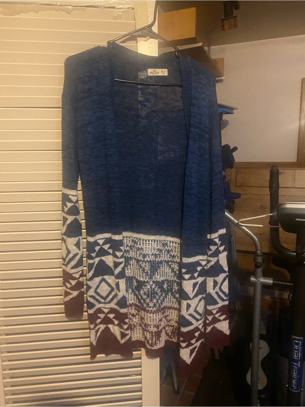 Open-Front Navy Patterned Women’s Cardigan Sweater